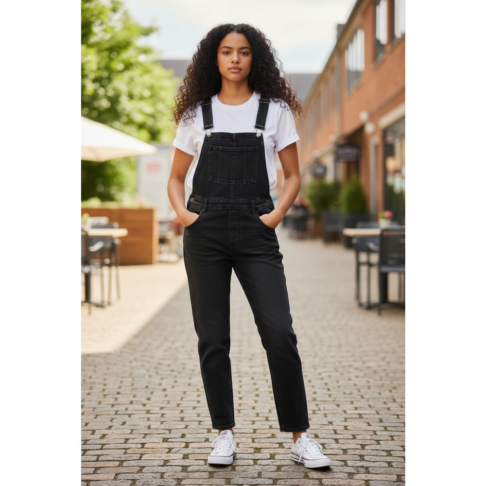 Levis‎ Womens Overalls Size 24 Black Denim Waterless Adjustable Straps Classic